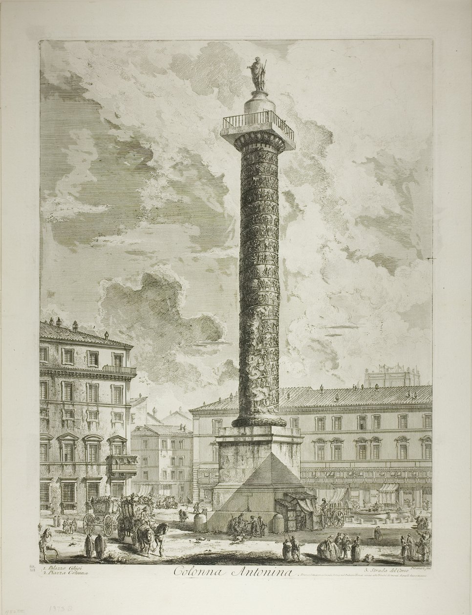 De Zuil van Marcus Aurelius, uit Zichten van Rome door Giovanni Battista Piranesi