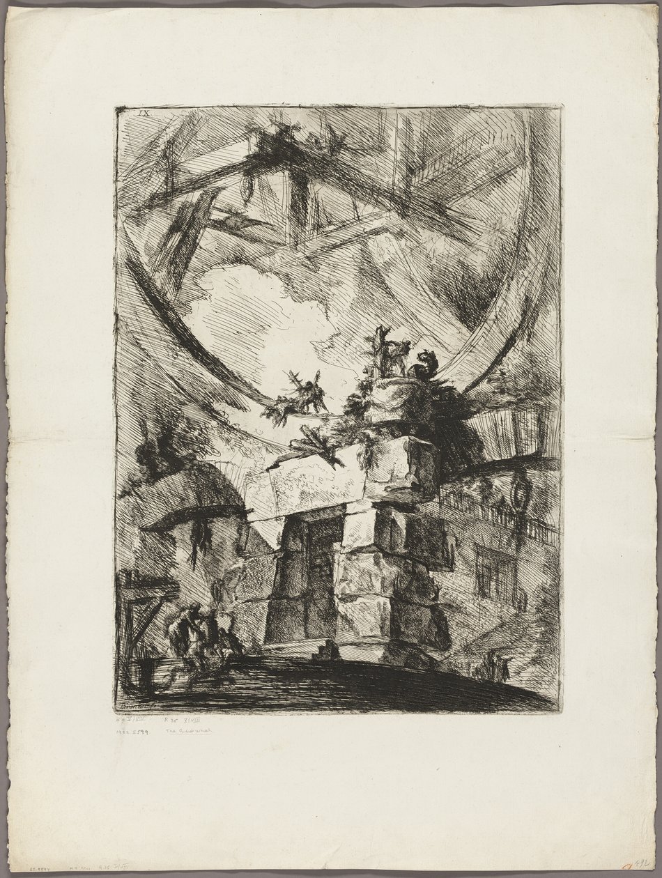 Het Reuzenrad, plaat 9 uit Denkbeeldige Gevangenissen door Giovanni Battista Piranesi