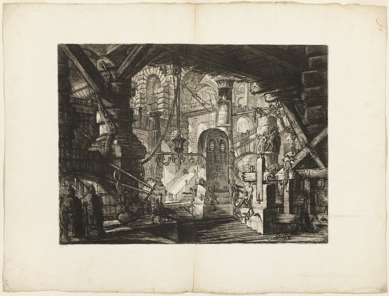 De Pier met Kettingen, plaat 16 uit Imaginaire Gevangenissen door Giovanni Battista Piranesi