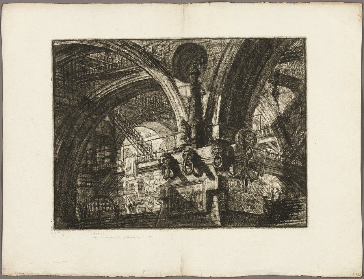 De pier met een lamp, plaat 15 uit Denkbeeldige Gevangenissen door Giovanni Battista Piranesi