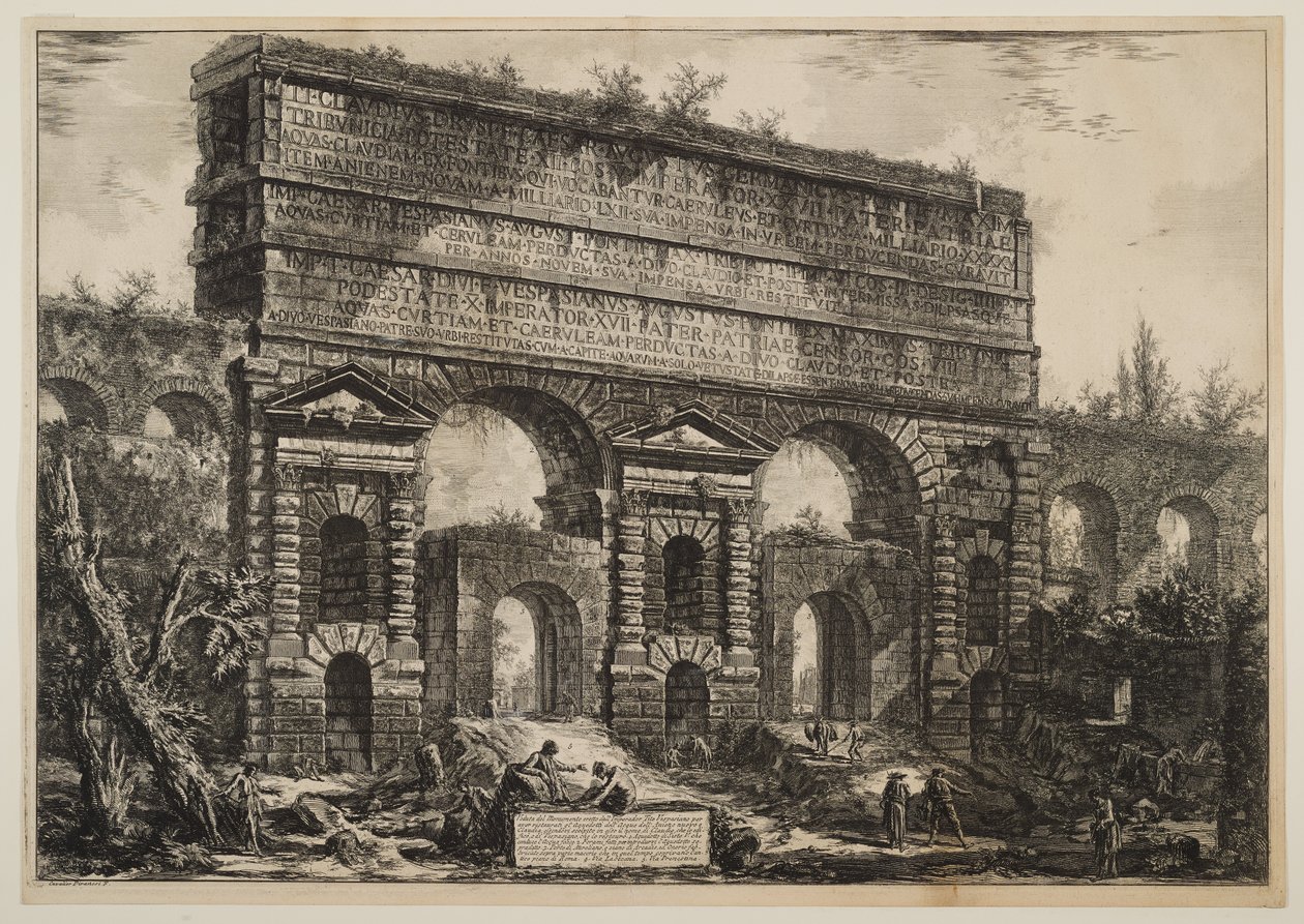 De Porta Maggiore, oorspronkelijk een boog van de Aqua Claudia en de Anio Novus door Giovanni Battista Piranesi