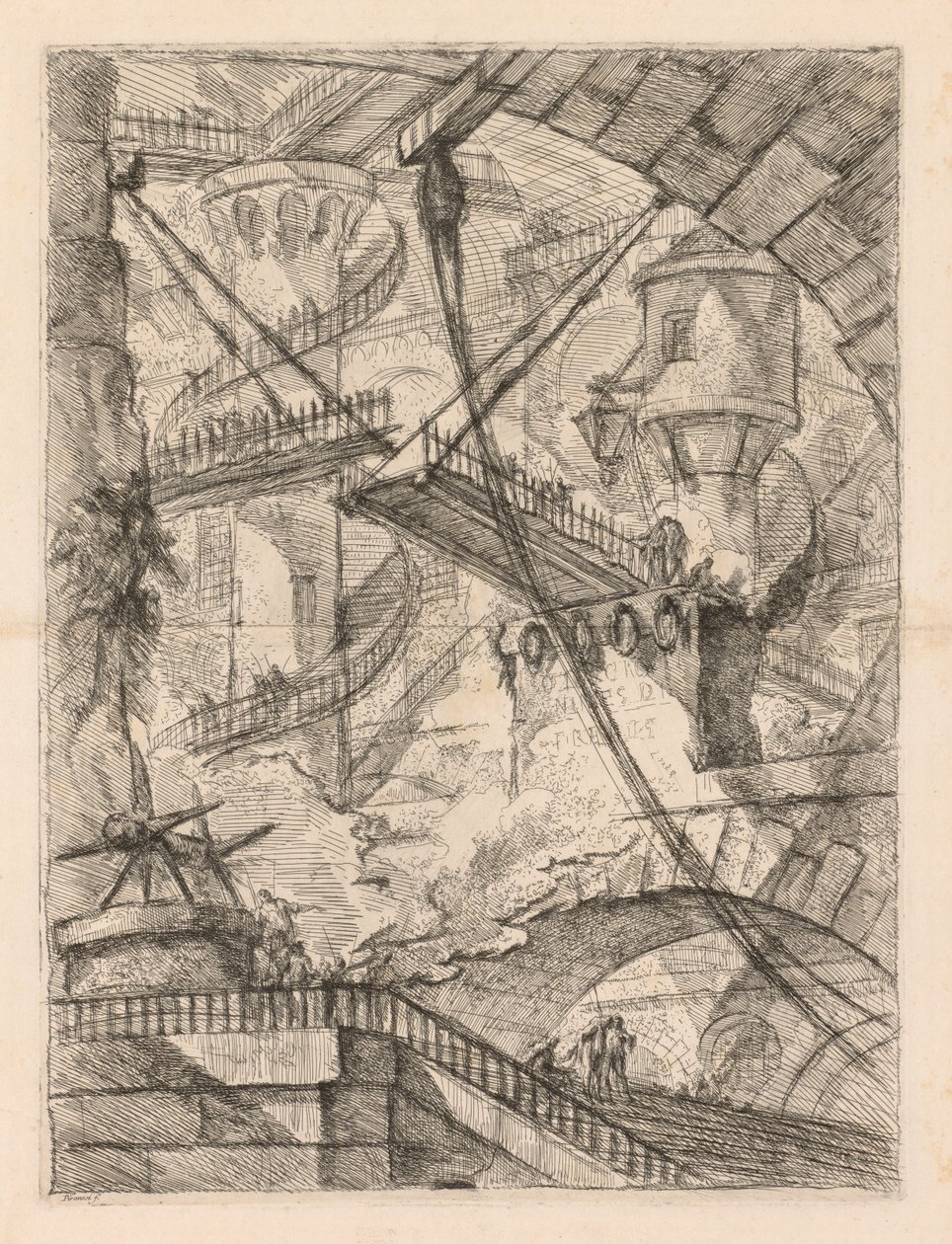 De Gevangenissen: Een Enorme Interieur met een Ophaalbrug, 1745-1750 door Giovanni-Battista Piranesi