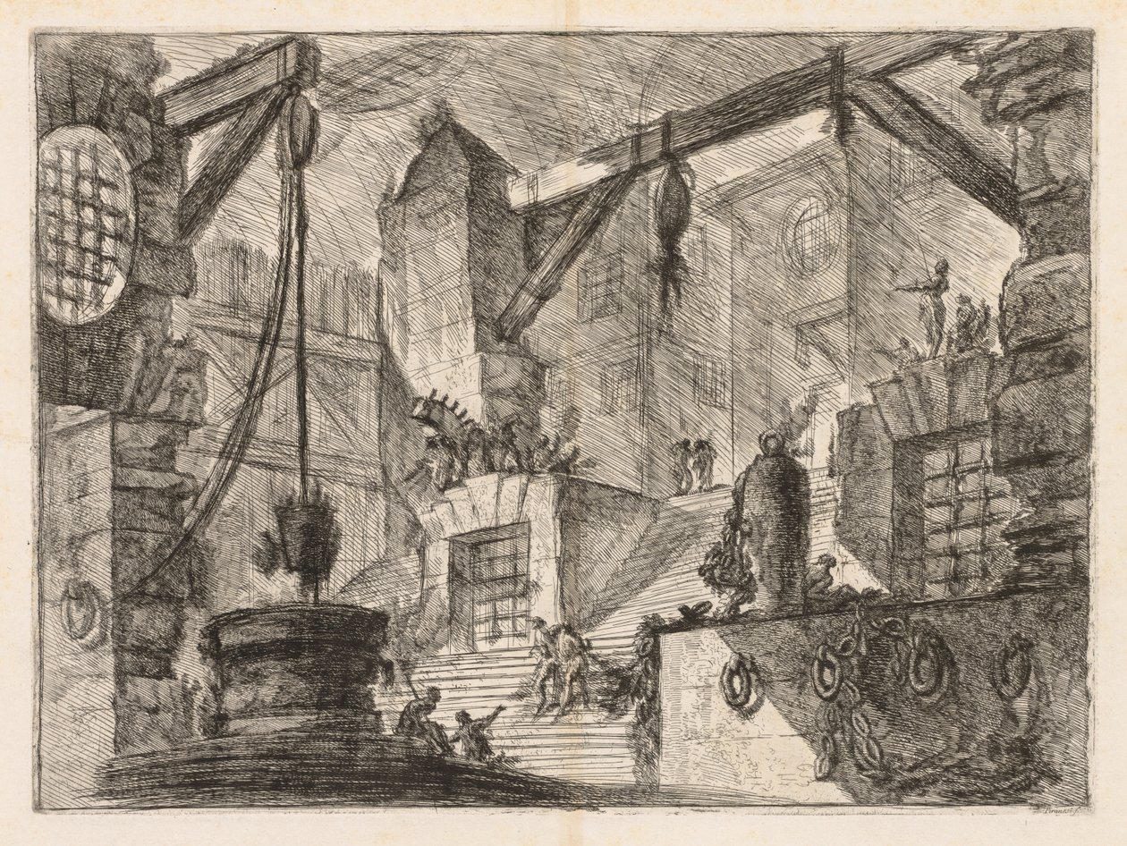 De Gevangenissen: Kolonnade Interieur met een Brede Trap door Giovanni Battista Piranesi