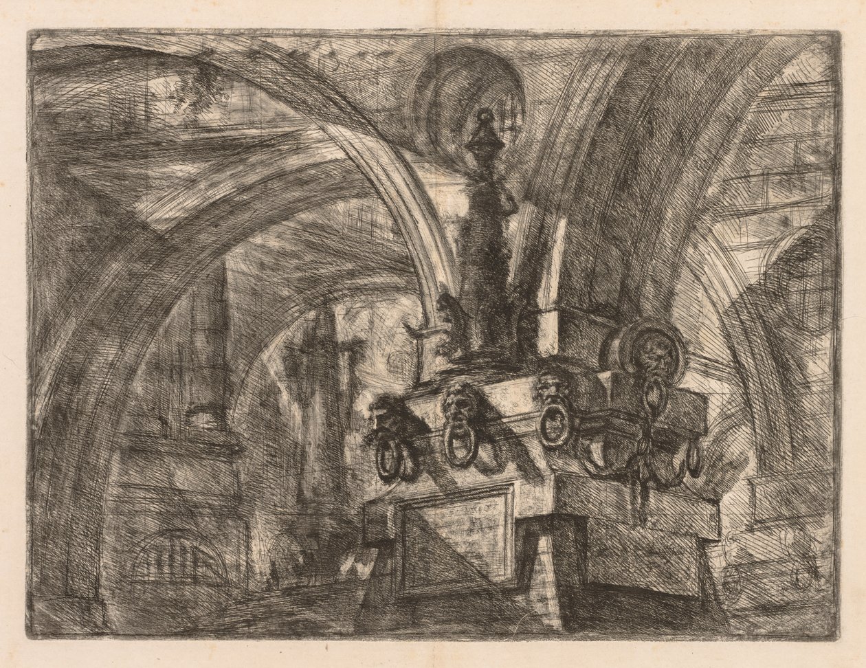 De Gevangenissen: Ronde Bogen die uit een Vierkante Kolom Voortkomen door Giovanni Battista Piranesi