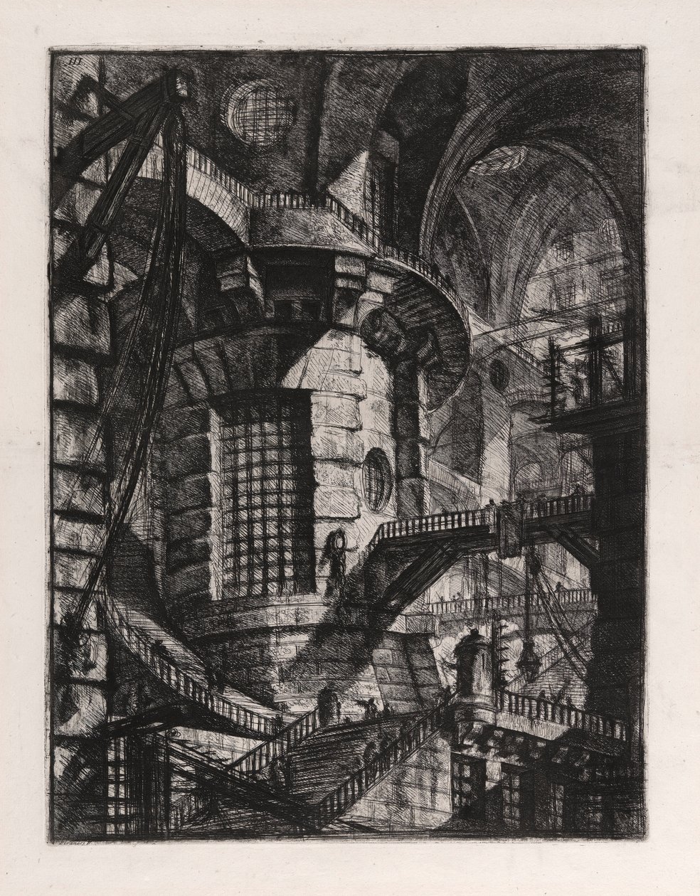 De ronde toren, plaat 3 uit Carceri d door Giovanni Battista Piranesi