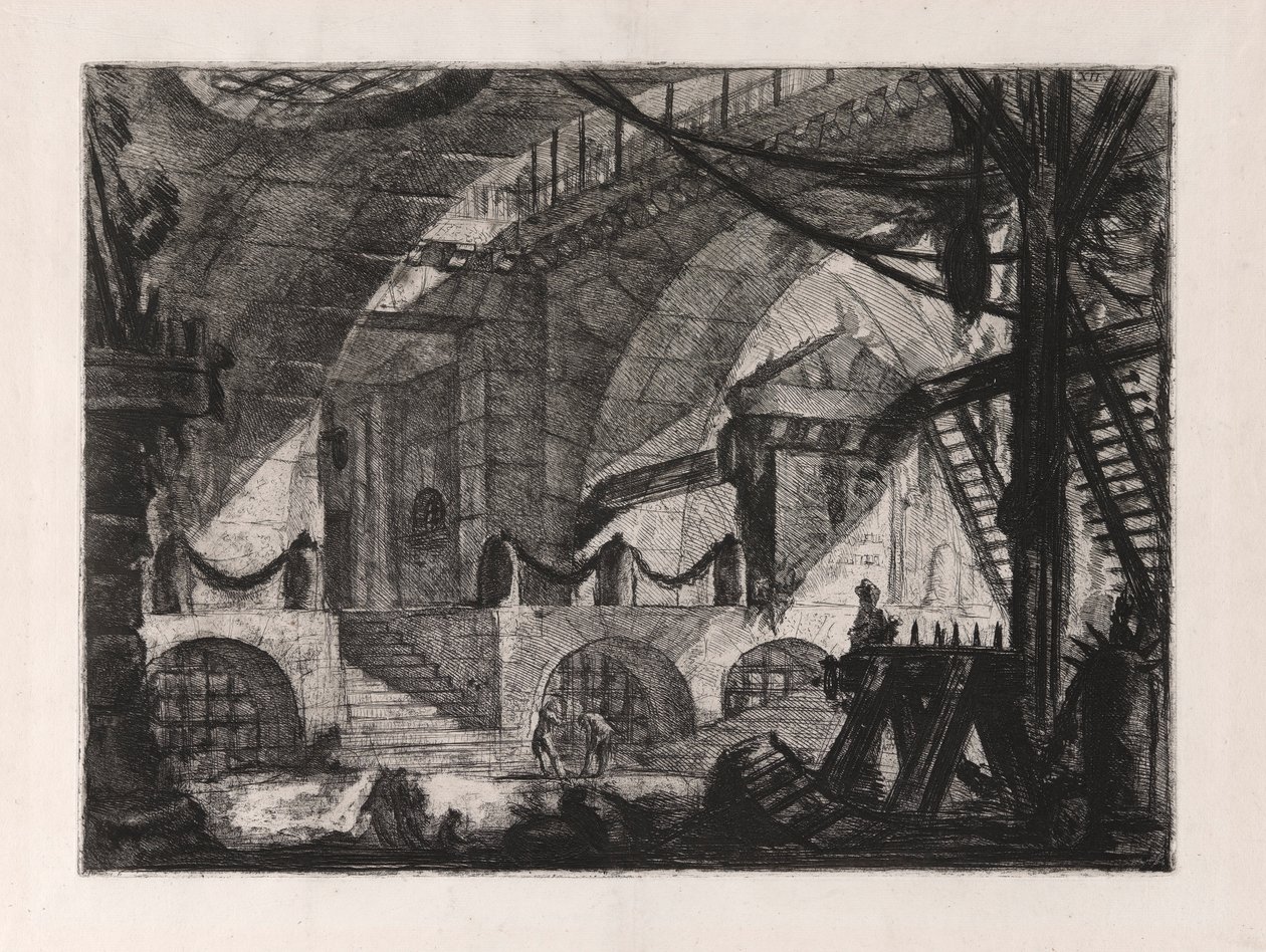 De zaagbok, plaat 12 uit Carceri d door Giovanni Battista Piranesi