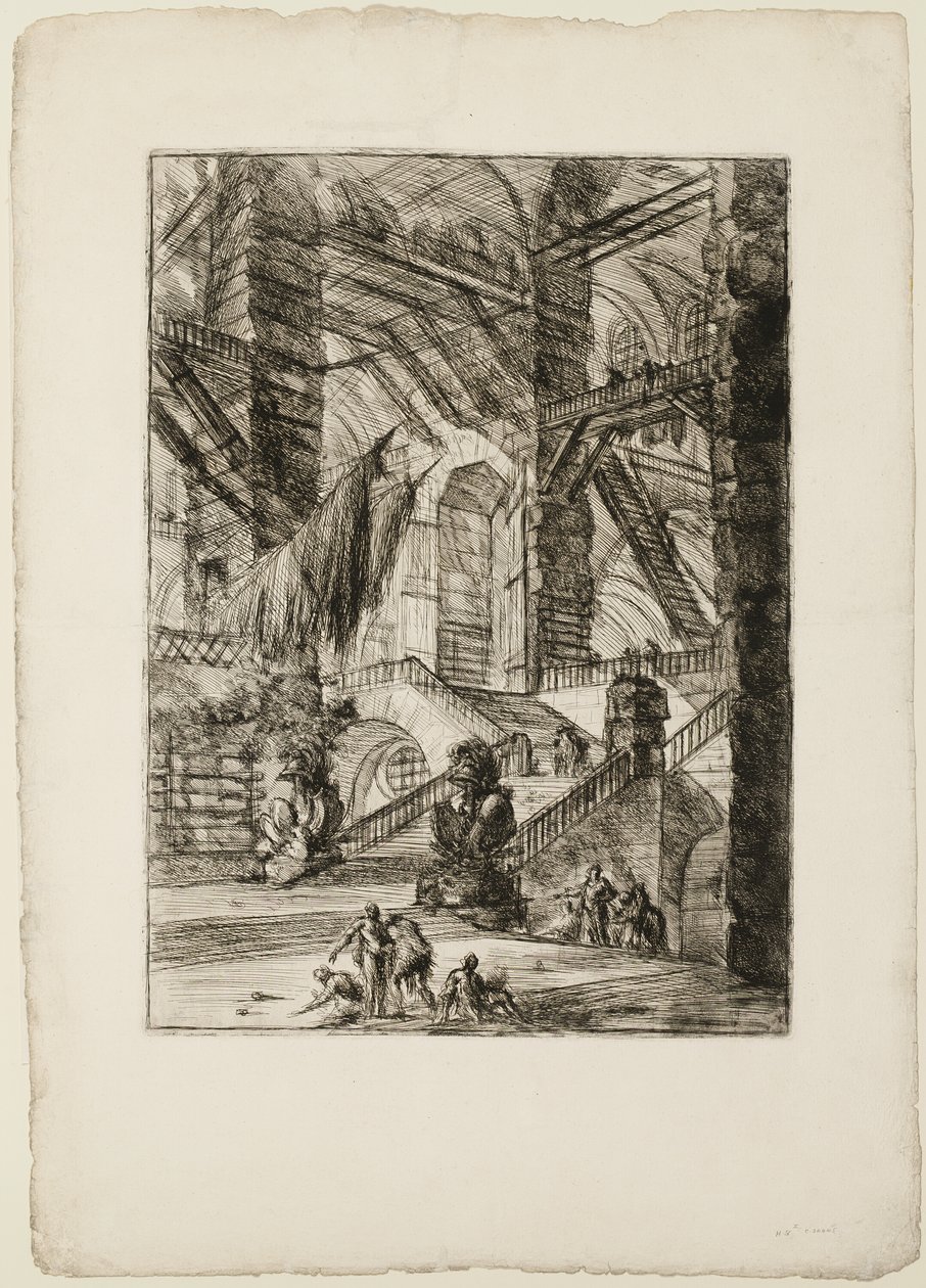 De Trap met Trofeeën, plaat 8 uit Imaginaire Gevangenissen door Giovanni Battista Piranesi