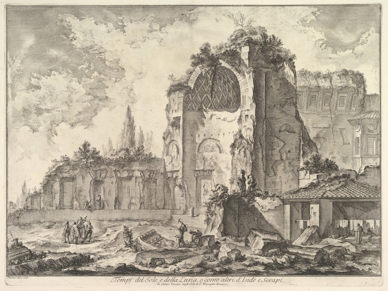 De Tempel van Venus en Roma ten onrechte Tempel van Sol en Luna genoemd, ca. 1759 door Giovanni Battista Piranesi