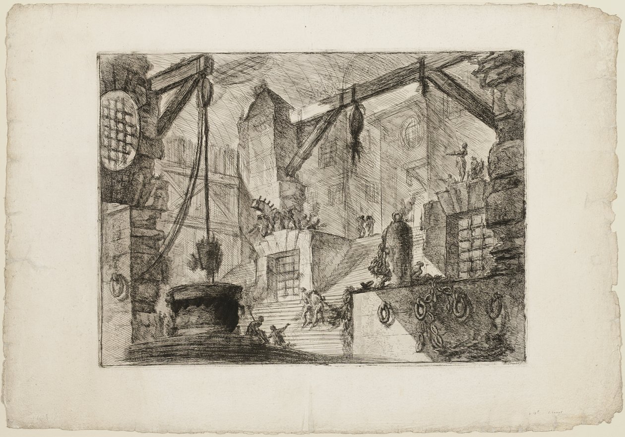 De put, plaat 13 uit Imaginaire gevangenissen door Giovanni Battista Piranesi