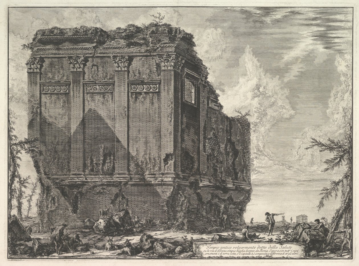 De zogenaamde Tempel van Salus, op de weg naar Albano door Giovanni Battista Piranesi