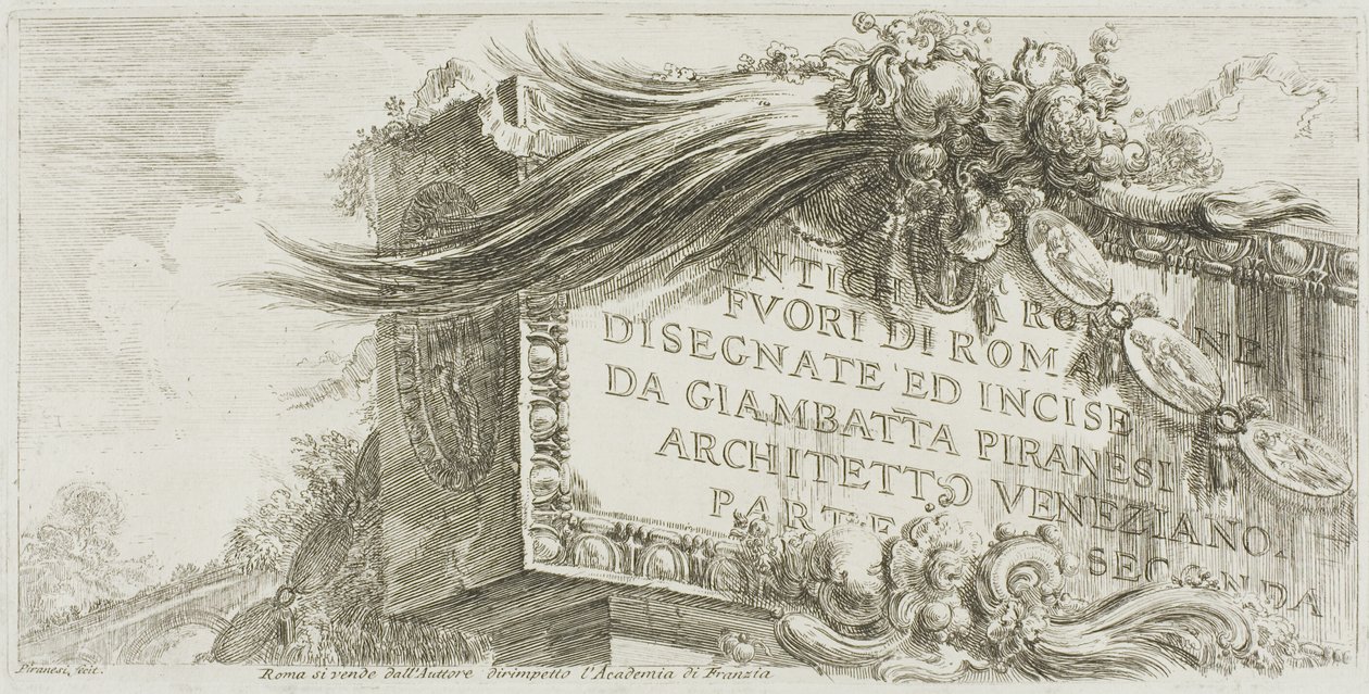 Titelpagina: Romeinse Oudheden buiten Rome getekend en geëtst door Giambat