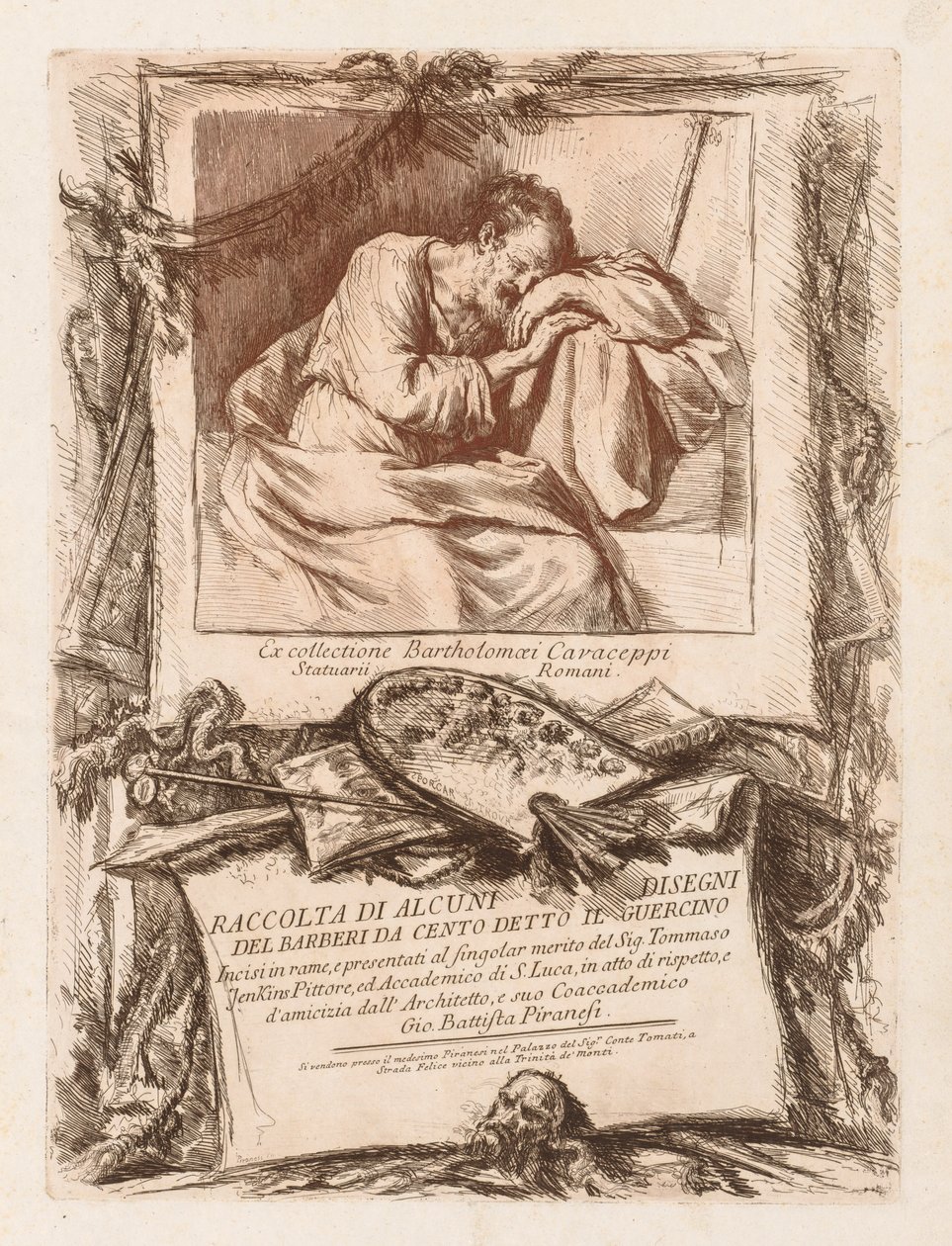 Titelpagina van Raccolta di alcuni disegni del Barberi da Cento Ietto il Gerucino door Giovanni-Battista Piranesi