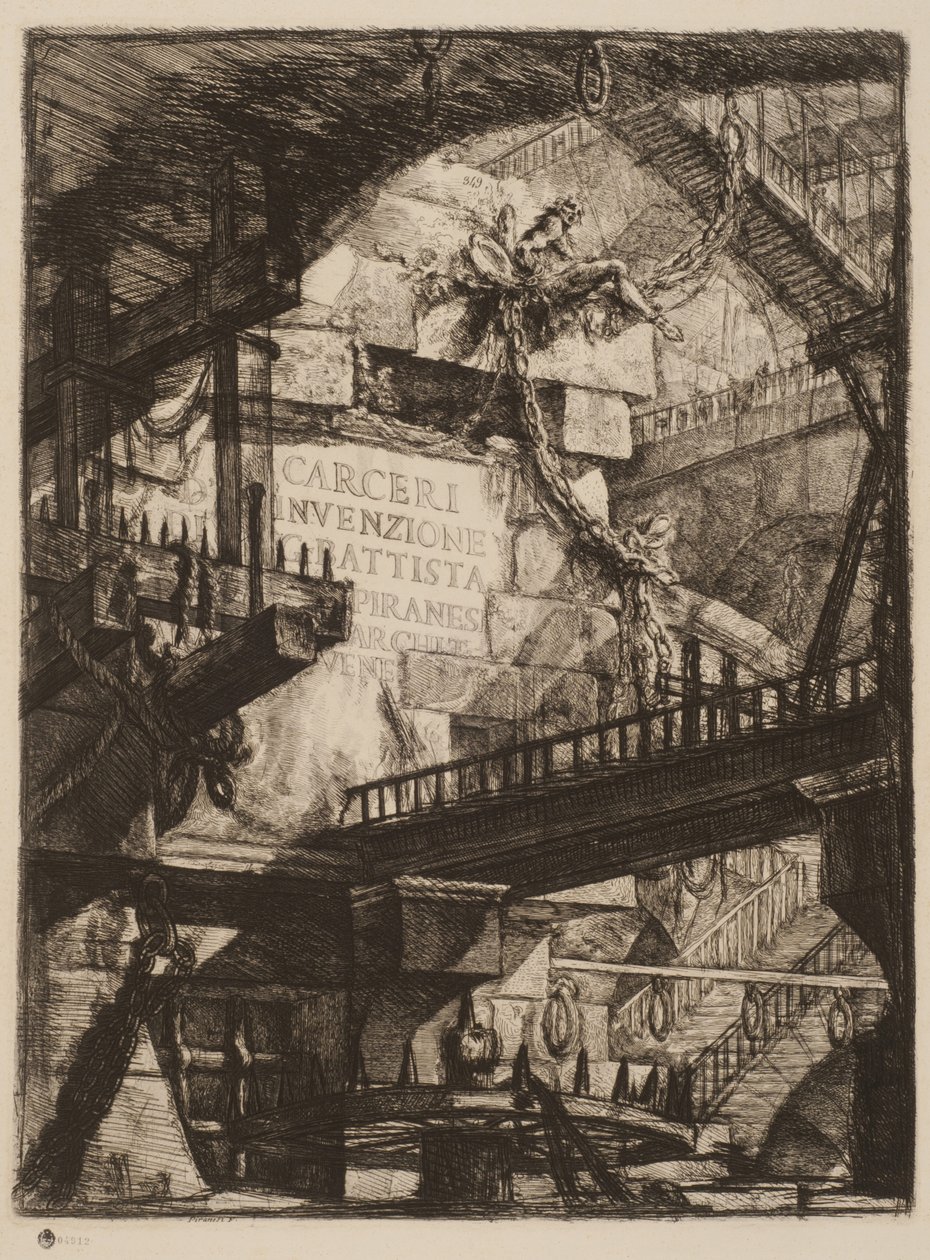 Titelplaat, Plaat I uit Imaginaire Gevangenissen door Giovanni Battista Piranesi