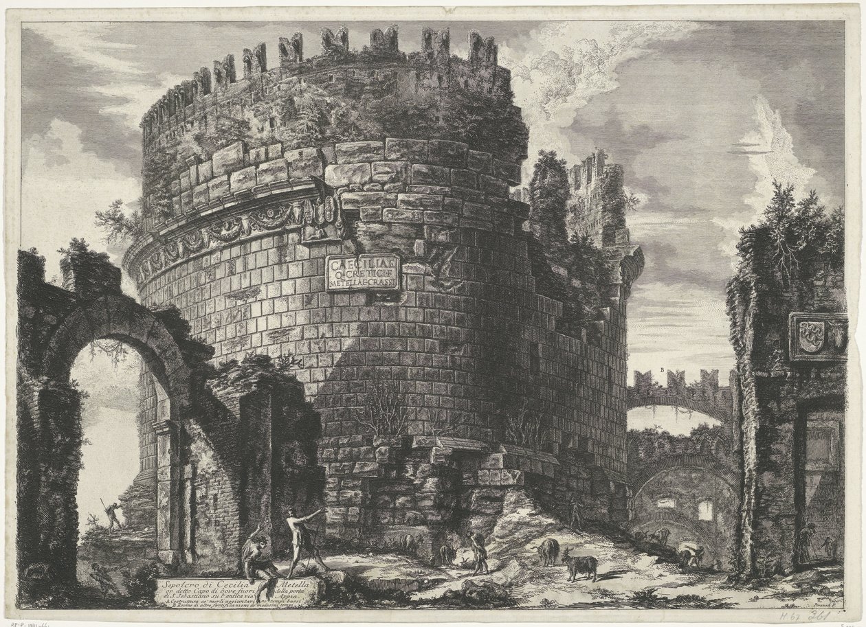 Tombe van Caecilia Metella te Rome door Giovanni Battista Piranesi