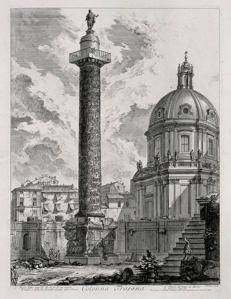 Zuil van Trajanus (uit: Vedute di Roma) door Giovanni Battista Piranesi