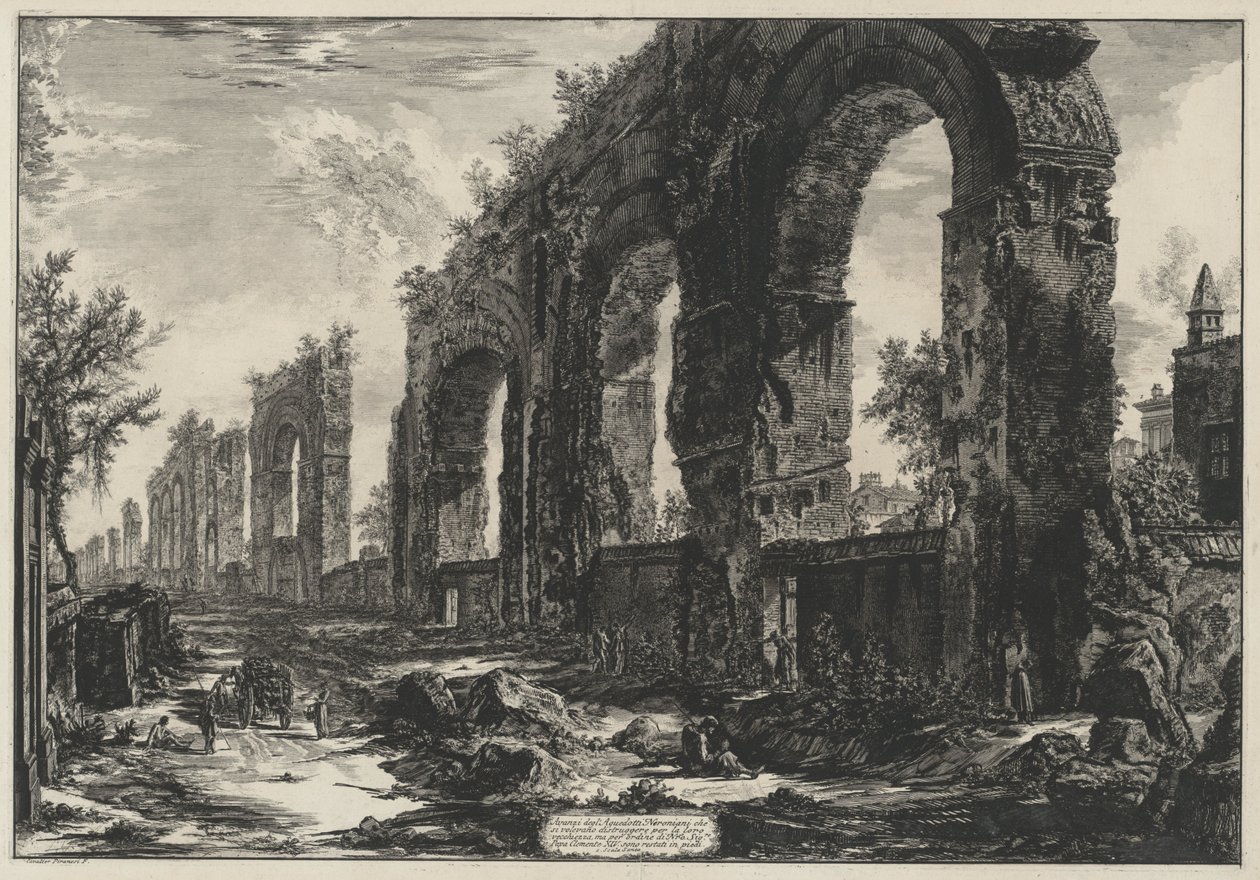 Overblijfselen van de Neronische aquaducten (uit: Vedute di Roma) door Giovanni Battista Piranesi