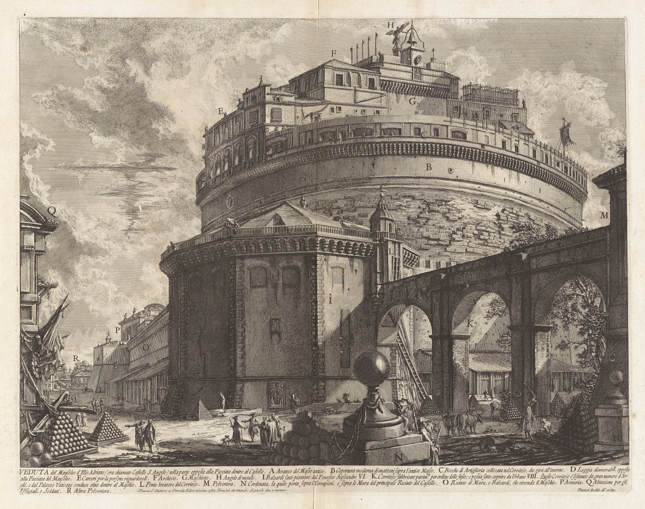 Gezicht op het mausoleum van keizer Hadrianus (nu Castel Sant