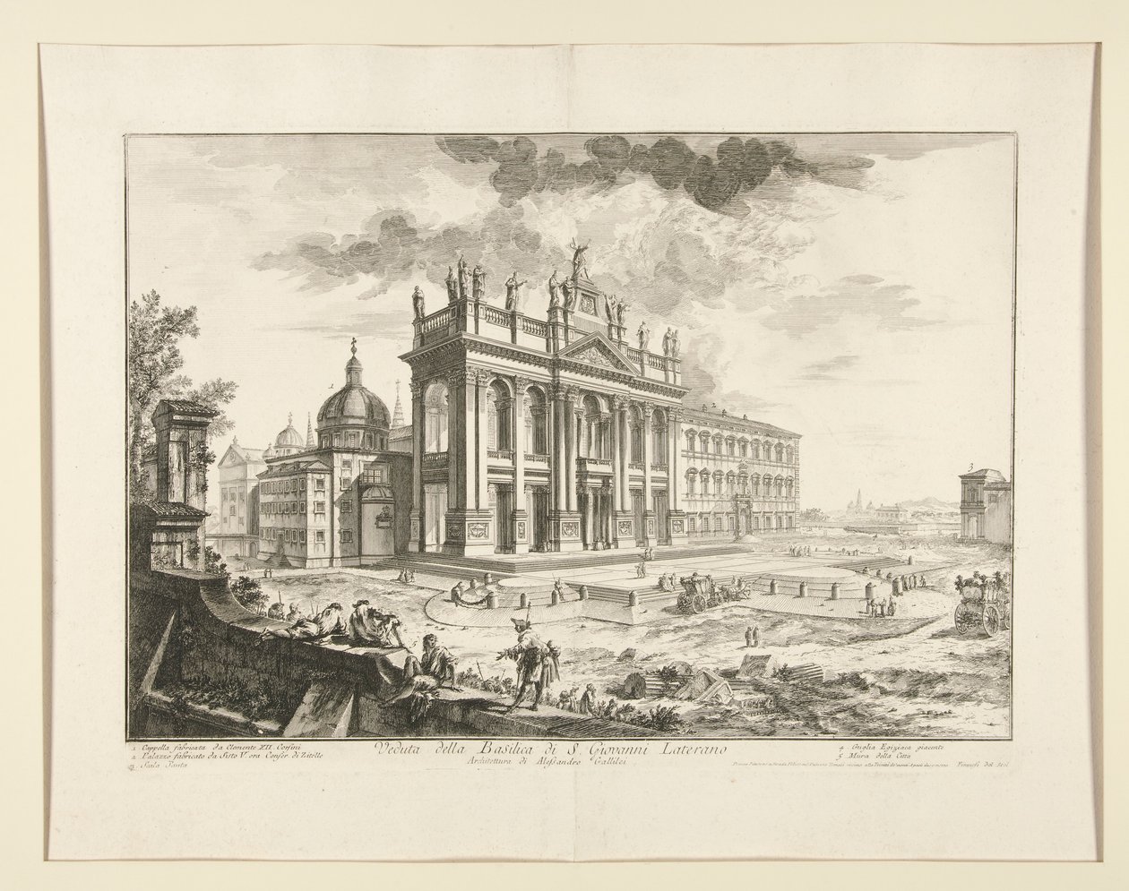 Veduta della Basilica di S. Giovanni Laterano (Gezicht op de Basiliek van S. Giovanni Laterano), uit Vedute di Roma door Giovanni Battista Piranesi