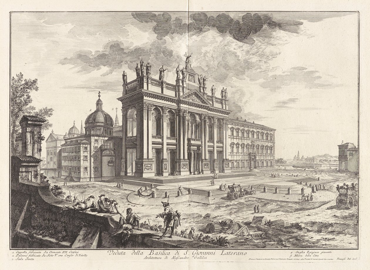 Veduta van de Basiliek van S. Giovanni Laterano, uit Vedute di Roma door Giovanni Battista Piranesi