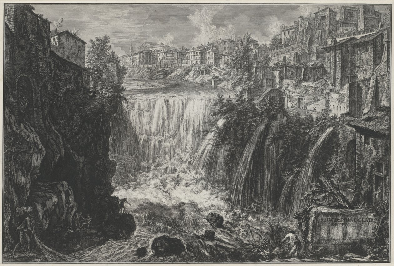 Gezicht op de waterval van Tivoli door Giovanni Battista Piranesi