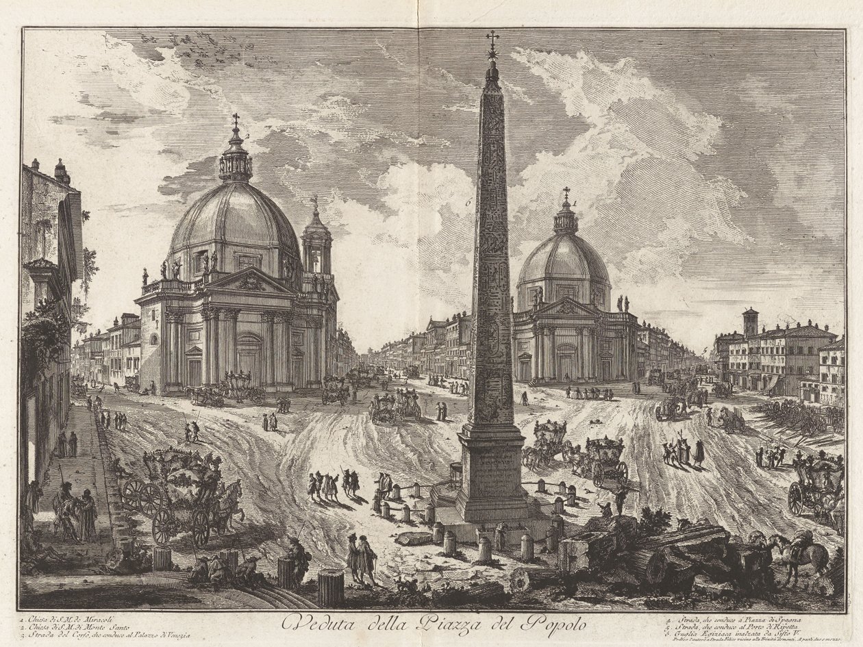 Gezicht op de Piazza del Popolo, uit Vedute di Roma (Gezichten van Rome) door Giovanni Battista Piranesi