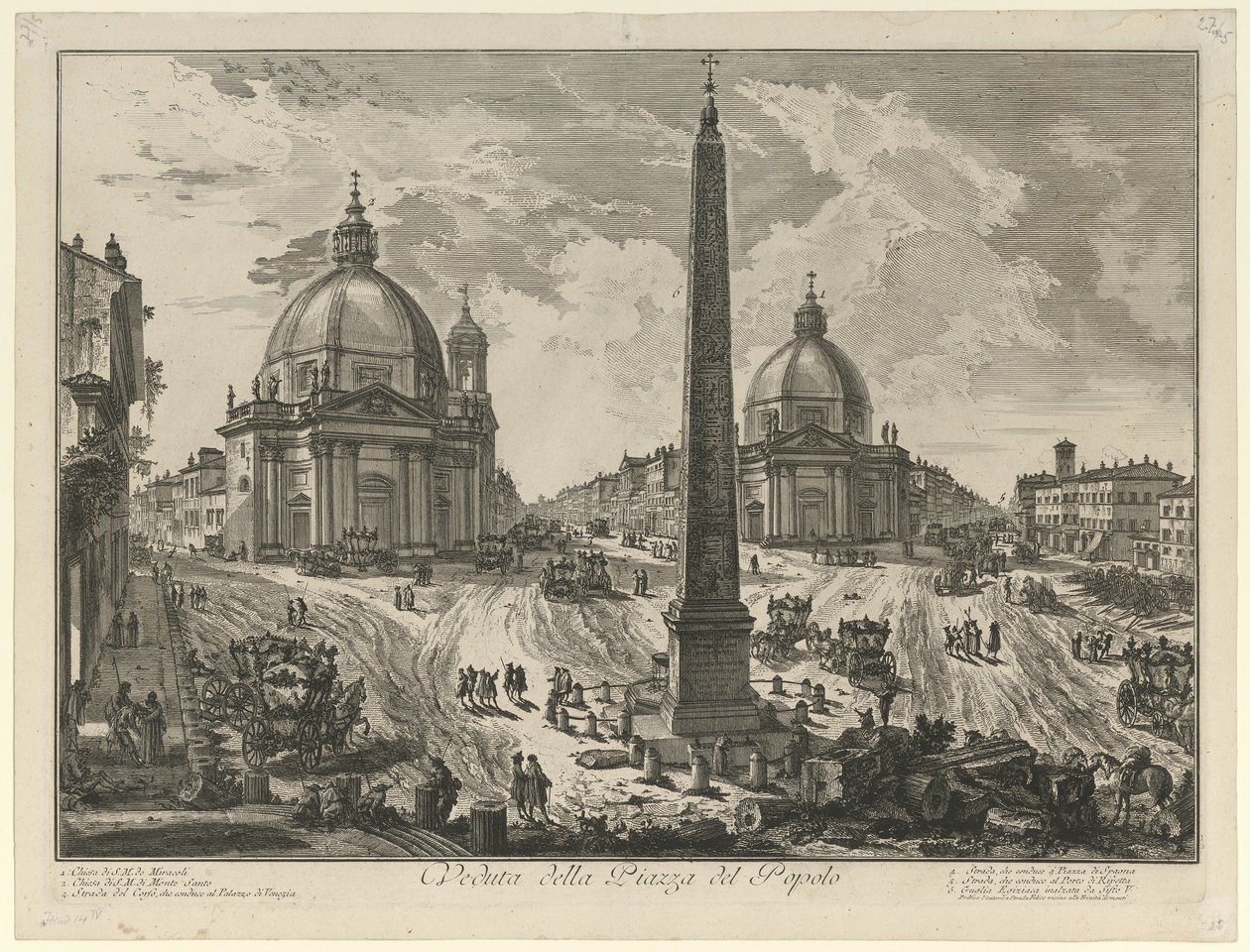 Gezicht op de Piazza del Popolo door Giovanni Battista Piranesi