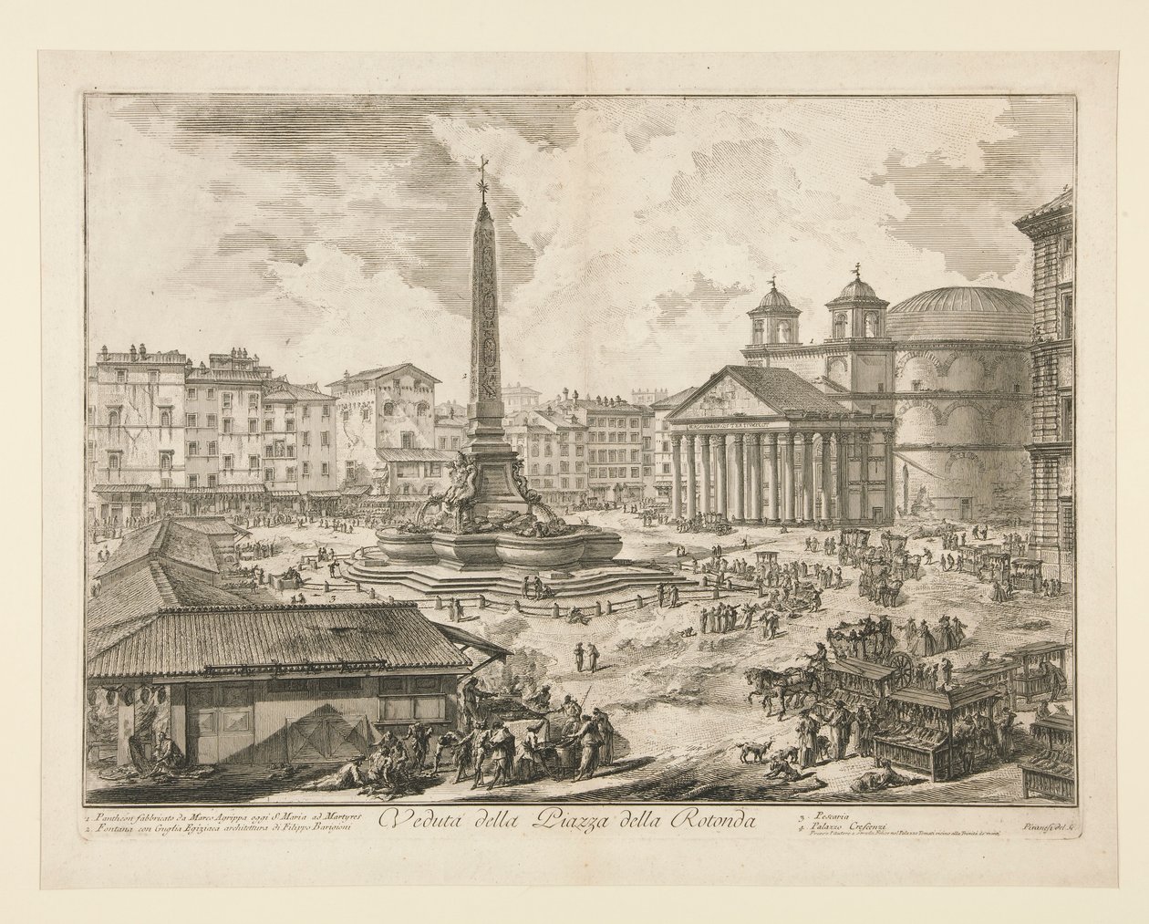 Uitzicht op het Piazza della Rotonda, uit Vedute di Roma door Giovanni Battista Piranesi