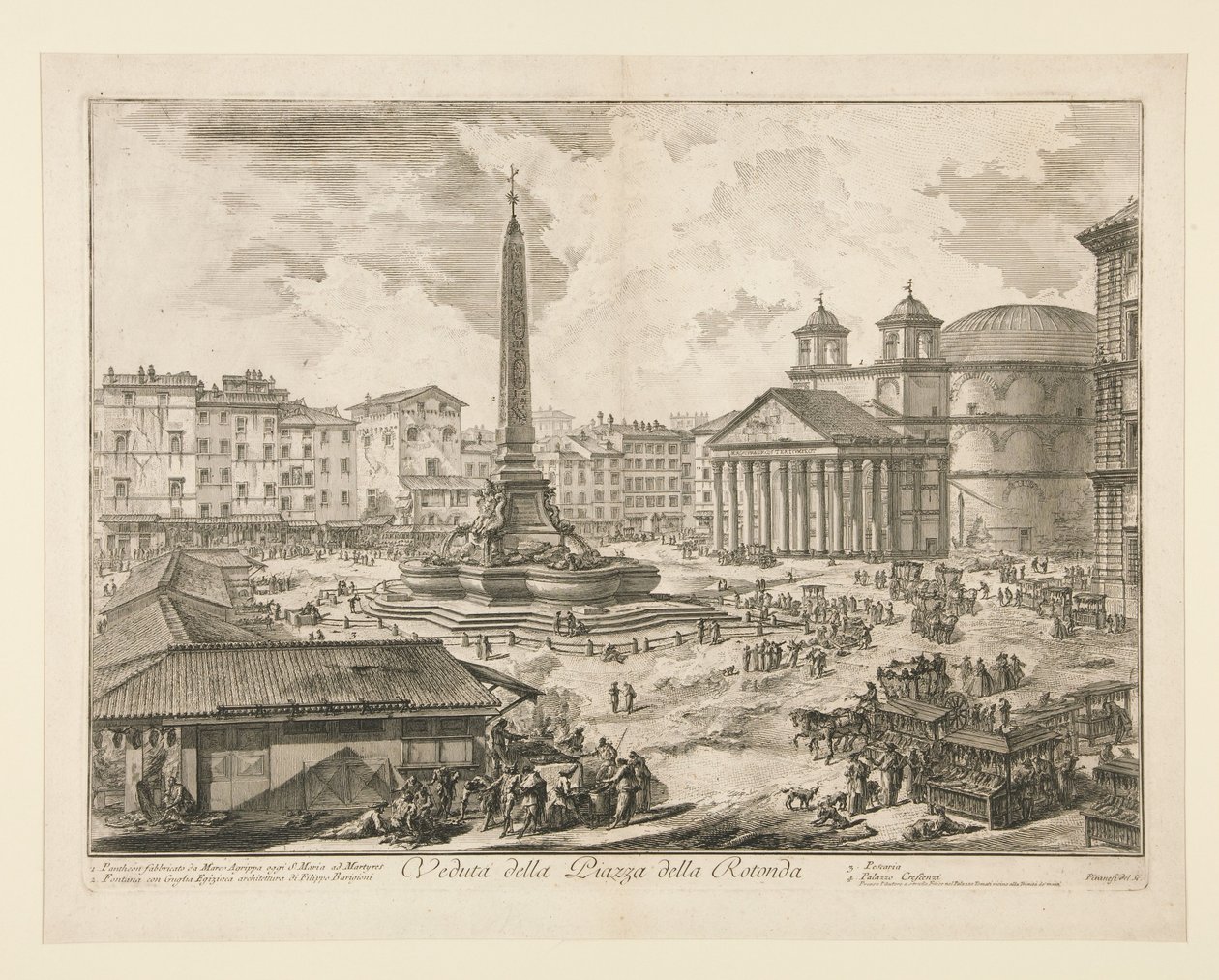 Gezicht op de Piazza della Rotonda, uit Vedute di Roma door Giovanni Battista Piranesi