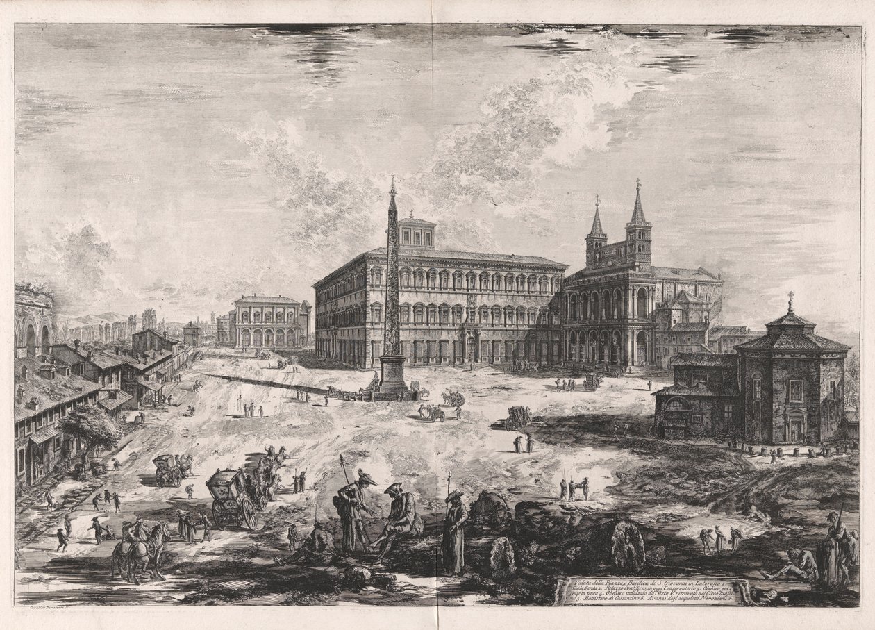 Veduta della Piazza, e Basilica di S. Giovanni in Laterano (Uitzicht op het Plein en de Basiliek van San Giovanni in Laterano), uit Vedute di Roma (Gezichten van Rome) door Giovanni Battista Piranesi