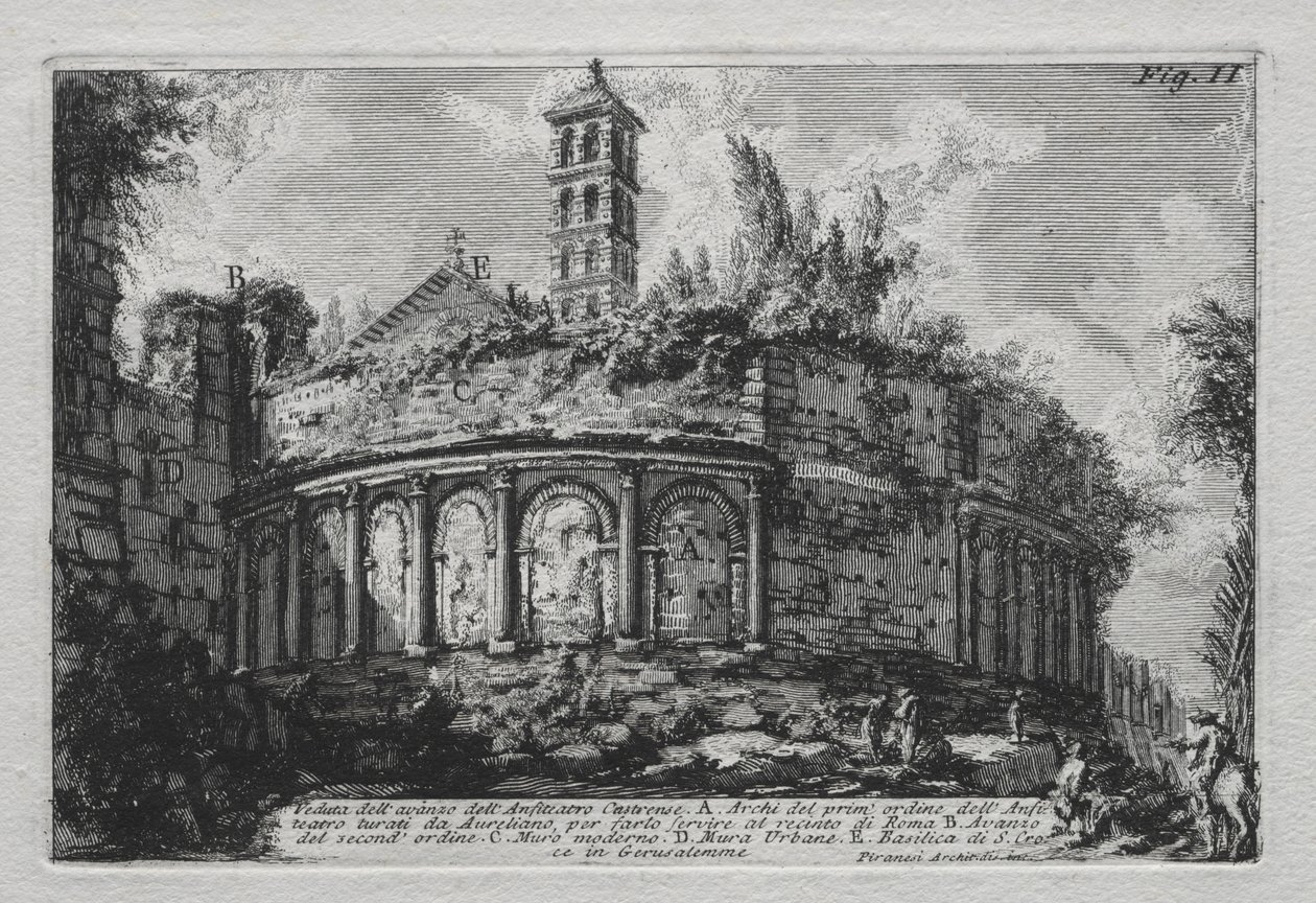 Veduta dellavanzo dellAnfiteatro Castranse door Giovanni-Battista Piranesi