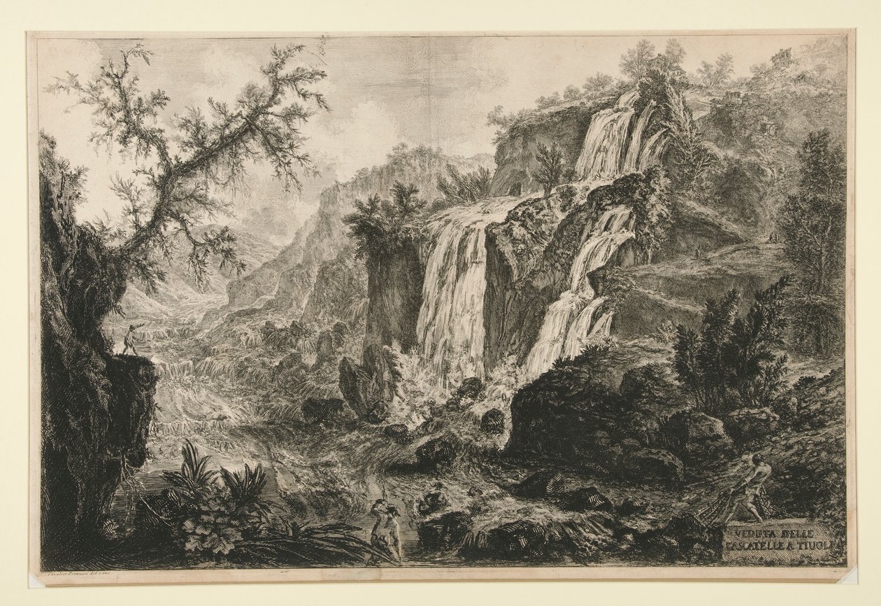 Veduta delle Cascatelle a Tivoli, uit Vedute di Roma door Giovanni Battista Piranesi