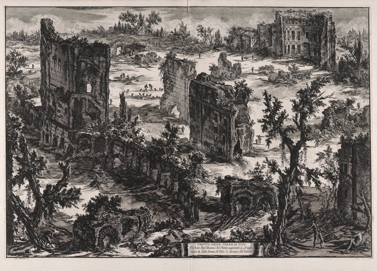 Veduta delle Terme di Tito (Uitzicht op de Baden van Titus), uit Vedute di Roma (Gezichten van Rome) door Giovanni Battista Piranesi