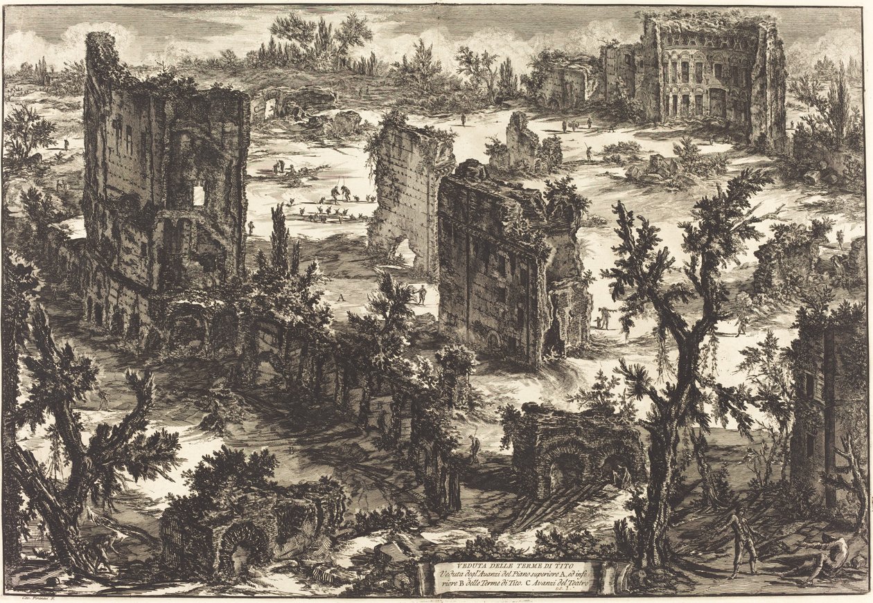 Veduta delle Terme di Tito door Giovanni Battista Piranesi
