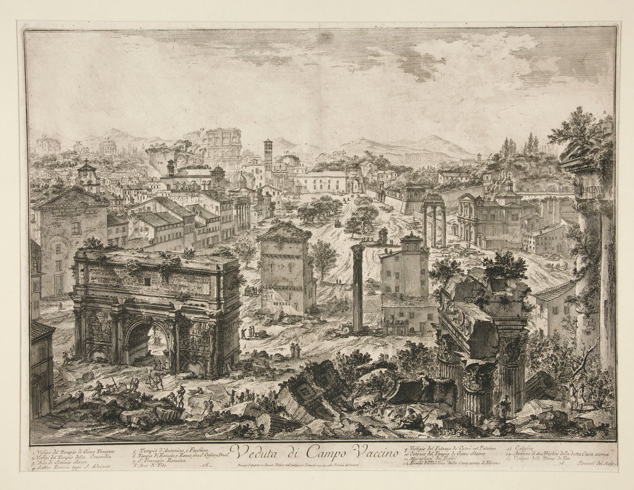 Veduta di Campo Vaccino (Uitzicht op de Campo Vaccino), uit Vedute di Roma door Giovanni Battista Piranesi