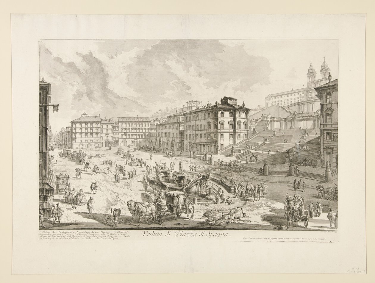 Veduta di Piazza di Spagna, uit Vedute di Roma door Giovanni Battista Piranesi