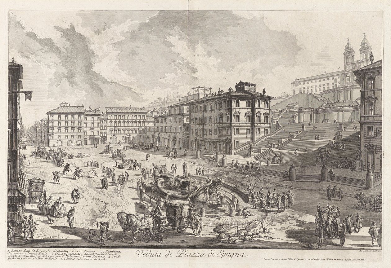 Veduta di Piazza di Spagna (Uitzicht op het Piazza di Spagna), uit Vedute di Roma (Gezichten van Rome) door Giovanni Battista Piranesi