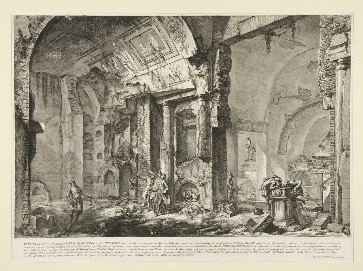 Veduta di altra parte della Camera Sepolcrale di L. Arrunzio (Uitzicht op een ander deel van de grafkamer van L. Arruntius), uit Le Antichità Romane door Giovanni-Battista Piranesi