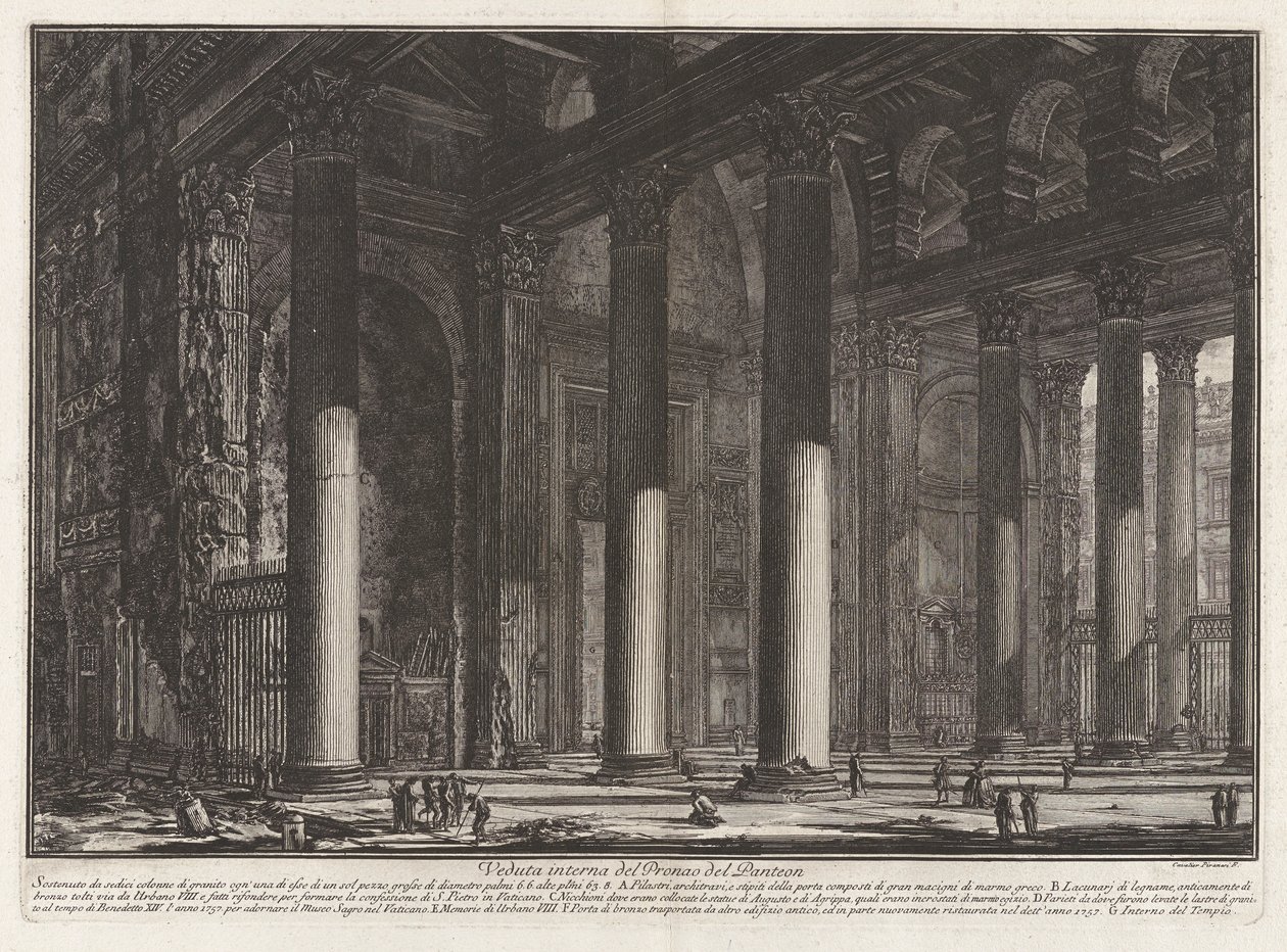 Veduta interna del Pronao del Panteon door Giovanni-Battista Piranesi