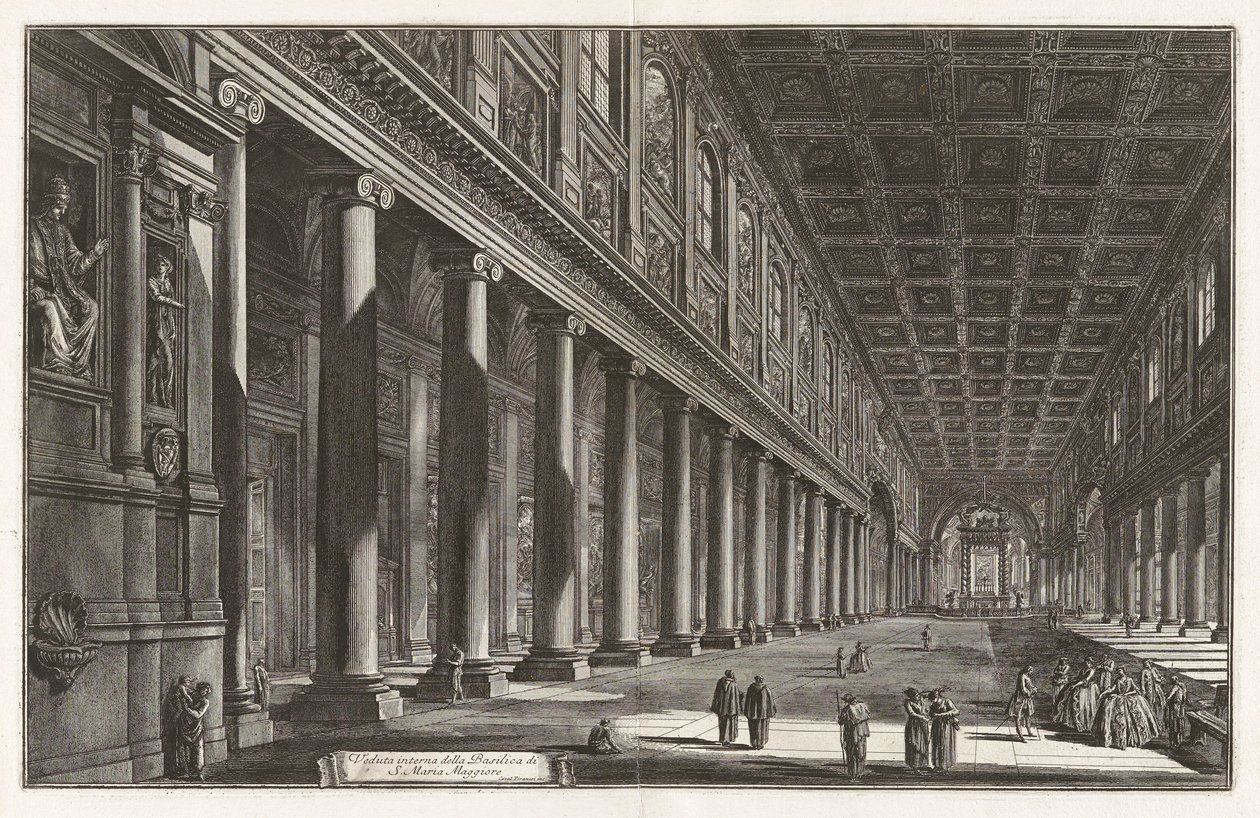 Interieur van de Basiliek van Santa Maria Maggiore, uit Vedute di Roma door Giovanni Battista Piranesi