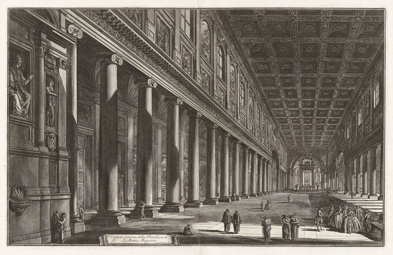 Interieur van de basiliek Santa Maria Maggiore, uit Vedute di Roma (Gezichten op Rome) door Giovanni Battista Piranesi