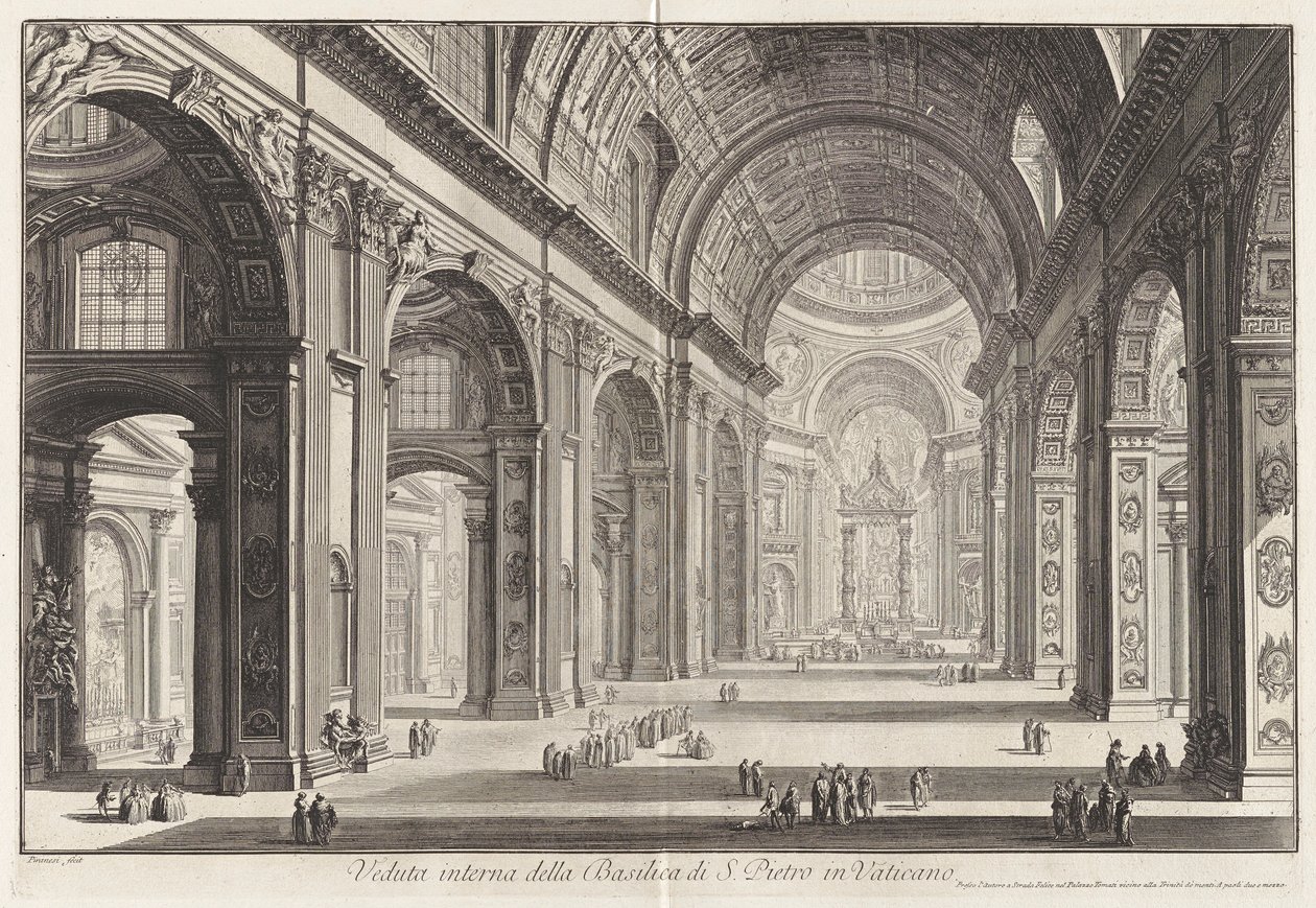 Veduta interna della Basilica di S. Pietro in Vaticano door Giovanni Battista Piranesi