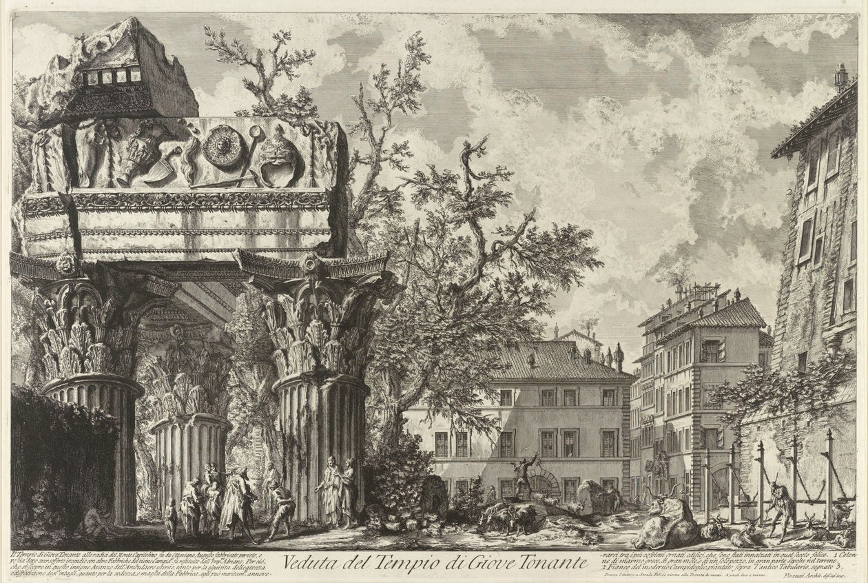 Veduta met de tempel van Jupiter Tonans door Giovanni Battista Piranesi