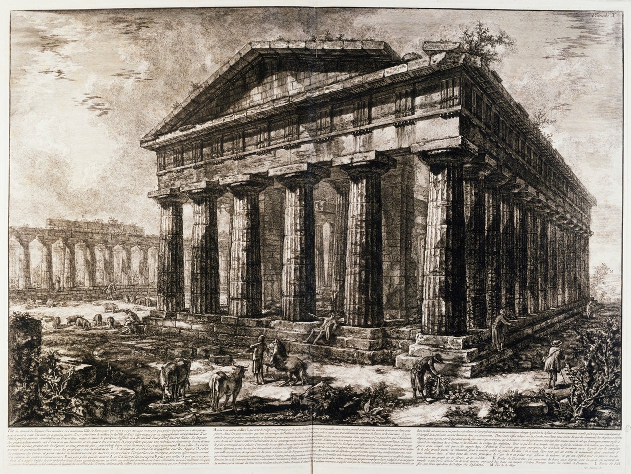 Uitzicht op de Tempel van Neptunus in Paestum door Giovanni Battista Piranesi