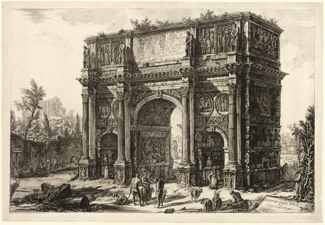 Uitzicht op de Boog van Constantijn, uit Zichten van Rome door Giovanni Battista Piranesi