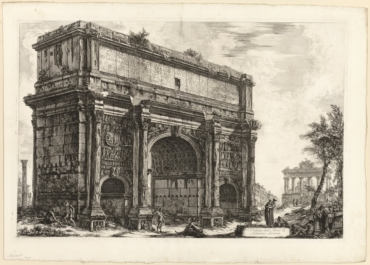 Zicht op de Boog van Septimius Severus, uit Zichten van Rome door Giovanni Battista Piranesi