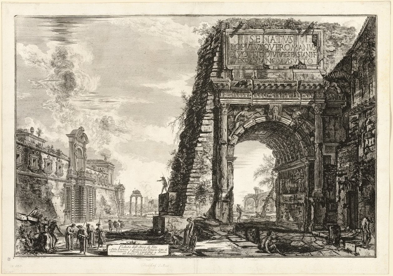 Zicht op de Boog van Titus, uit Zichten van Rome door Giovanni Battista Piranesi