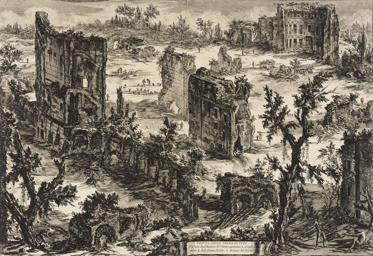 Gezicht op de Thermen van Titus door Giovanni Battista Piranesi