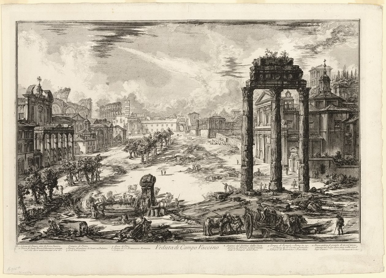 Uitzicht op het Campo Vaccino, uit Zichten van Rome door Giovanni Battista Piranesi
