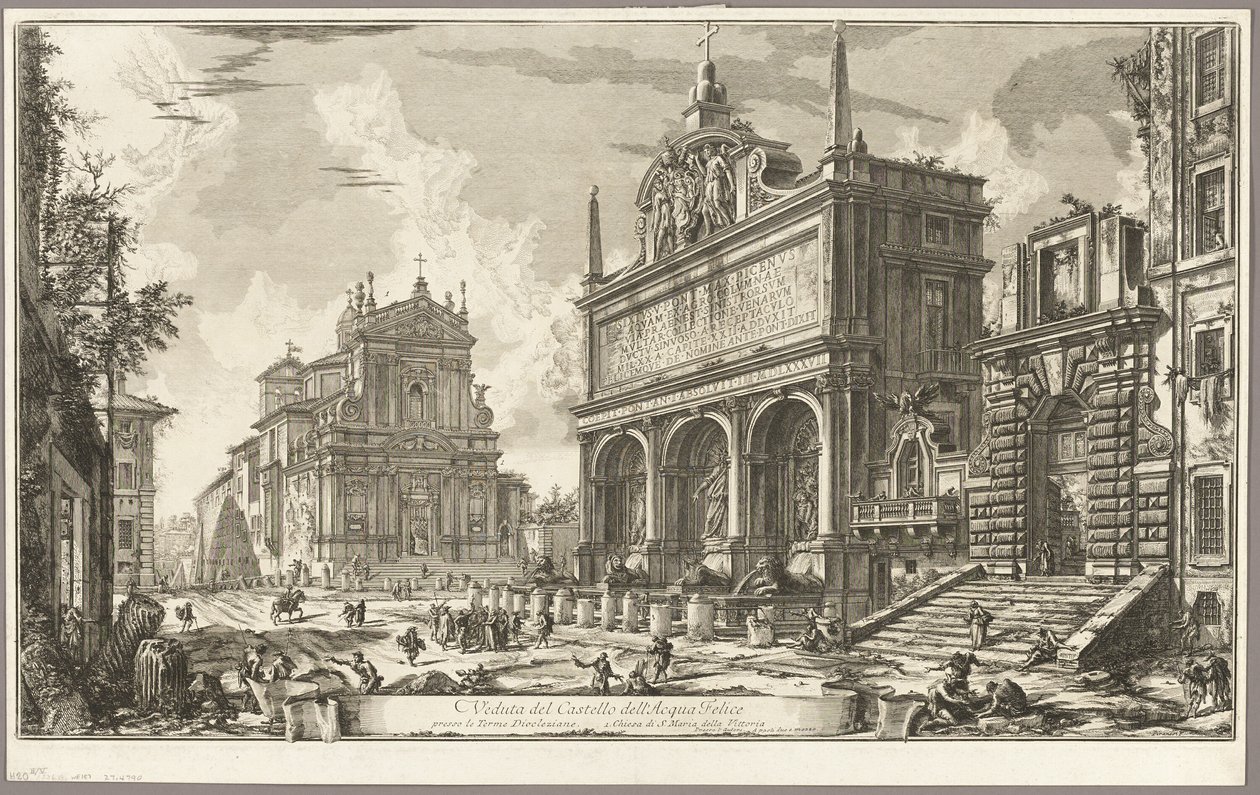 Uitzicht op de bron van de Acqua Felice, uit Uitzichten van Rome door Giovanni Battista Piranesi