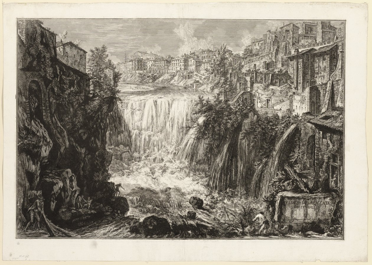 Uitzicht op de Grote Waterval in Tivoli, uit Zichten van Rome door Giovanni Battista Piranesi